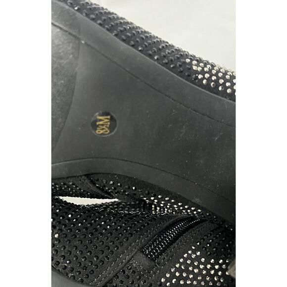 INC Floriann Ankle 8.5 Booties Black Sparkle Silver Star Chunky Clear Heel - Picture 10 of 11